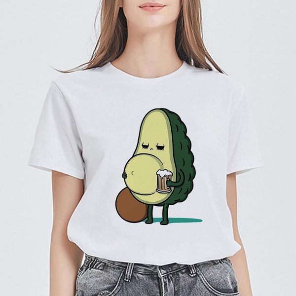 

new t-shirt female aesthetic avocado harajuku t shirt versatile cute tshirt funny print ropa mujer daily simple stylish top, White