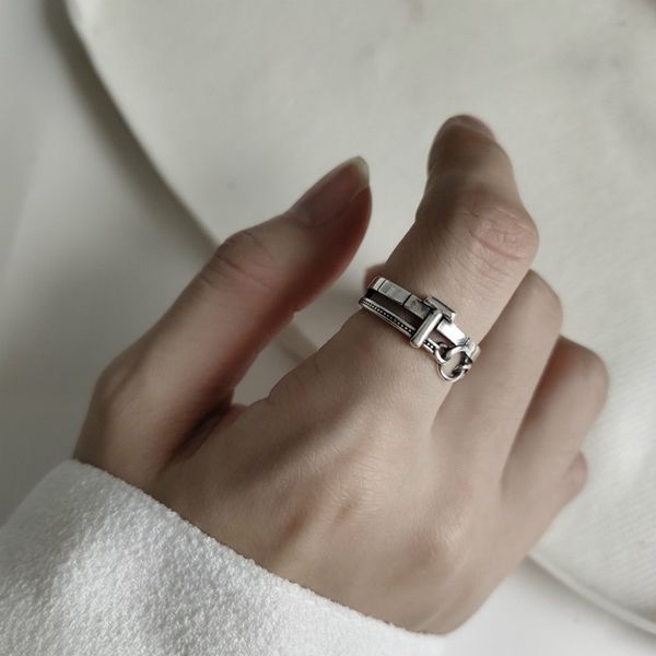 

women metal punk bridal sets all compatible rings korean simple t-ring female personality retro finger ring jewelry, Silver