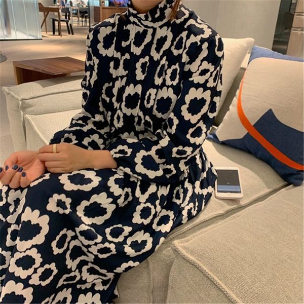 

2021 new elegant vintage style new bohemian beach skirt spring summer printing chiffon midi dress 78wo, Black;gray