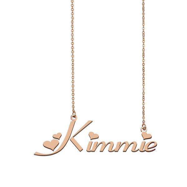 

Kimmie Name Necklace Custom Nameplate Pendant for Women Girls Birthday Gift Kids Best Friends Jewelry 18k Gold Plated Stainless Steel, Silver