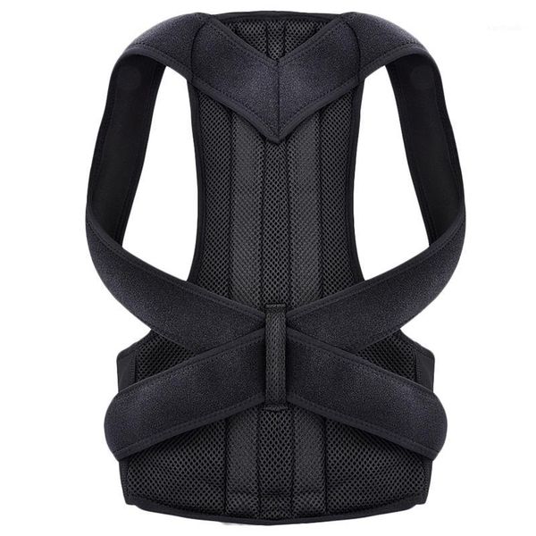 

back support posture corrector shoulder lumbar brace spine belt adjustable corset correction size m1, Black;blue