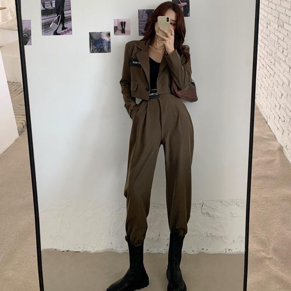 

mozuleva new arrival shorts blazer + long pants office lady suits for women solid korean style fashion sets, Gray