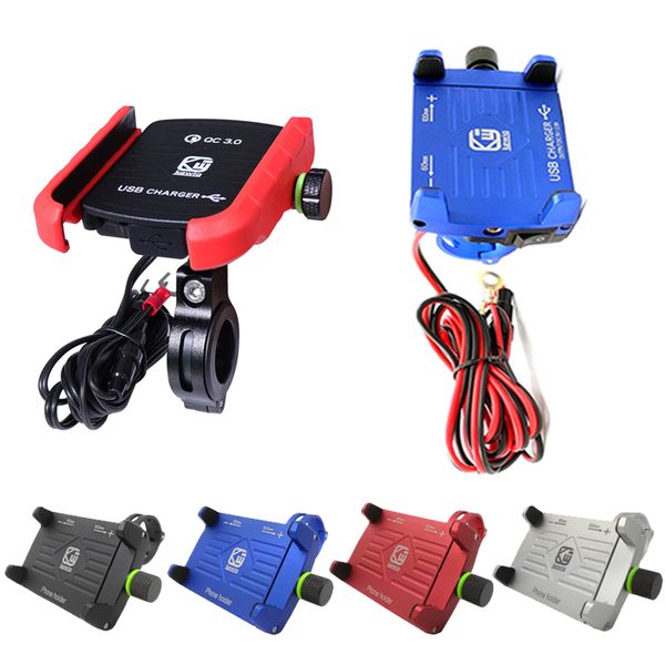 

motorcycle bicycle aluminum handlebar mount stand for 3.5-7" phone holder moto equipment with fast charging usb wireless charger