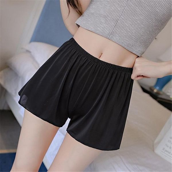 

summer plus size short sleep bottoms women safety shorts loose outwear pants black white home nightgown