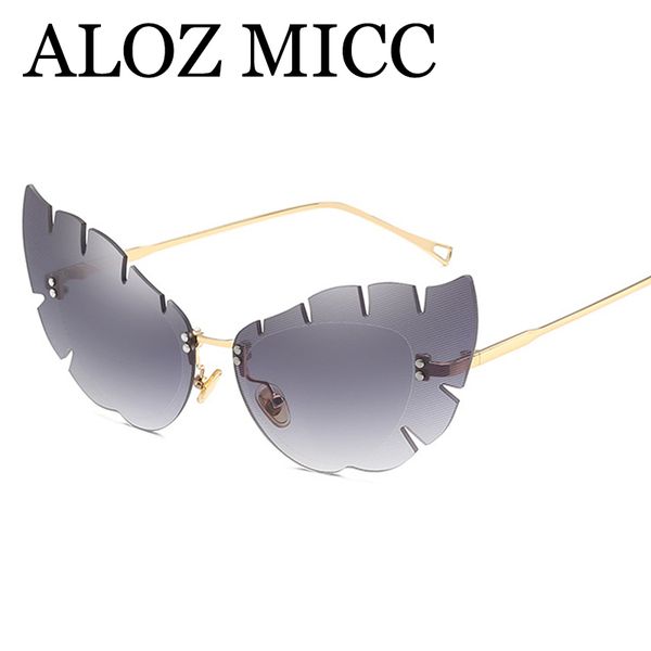 

aloz micc new rimless cat eye sunglasses women brand designer oversized butterfly eyewear for women uv400 oculos a542, White;black