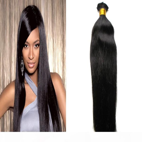 

wholesale bulk human hair braiding 14" 18" 22" straight bulk human hair for braiding 1 bundle pure color hair extensions, Black