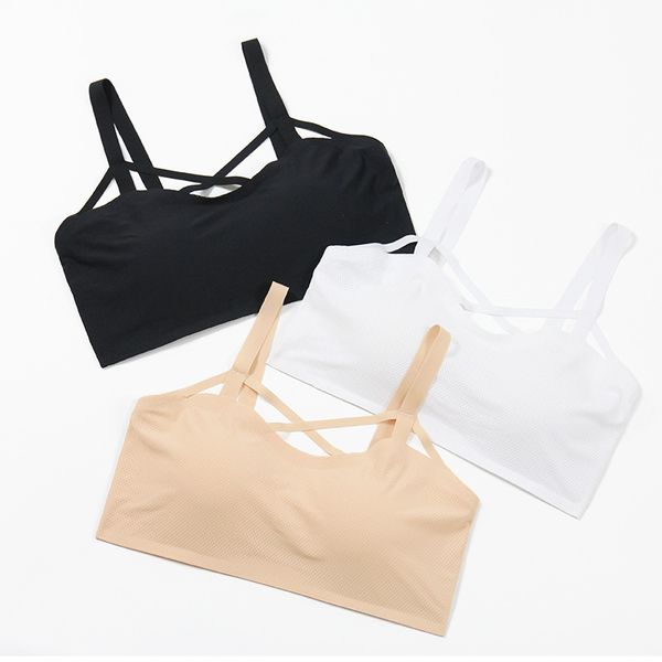 

thin cup vest sports bra new cross beauty back sleep underwear womens bra thin, Red;black