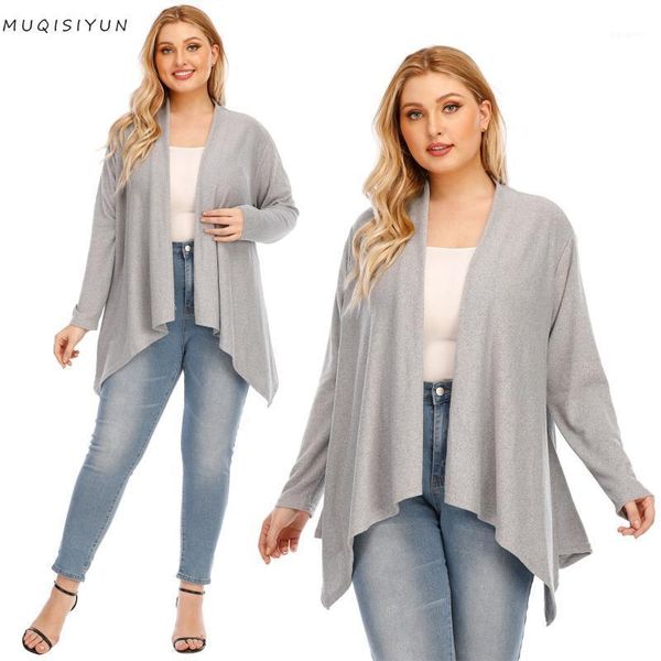 

light grey casual versatile womens coat 2021 spring fashion irregular simplicity loose v-neck long sleeve cardigan woman coat1, Black;brown