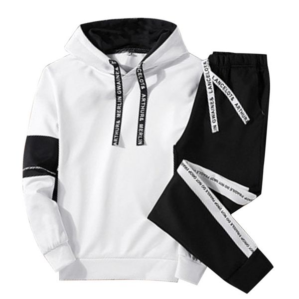 

men casual set hooded 2020 spring autumn new men's sportswear hoodies+pants 2pcs sets solid hip hop street loose tracksuits, Gray