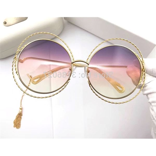 

women chain sunglasses ce114s designer brand new female glasses round over size oculos de sol retro coating fashion style, White;black