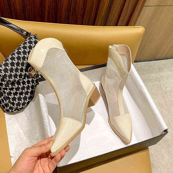 

dress shoes pointed thick heel summer net cool zipper shoesrt knight wtern women's boots fashion, Black