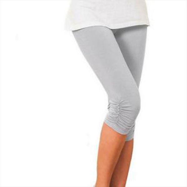 

casual solid color leggings summer high waist leggings women sports fitness leggings wide waistband cycling short, Black