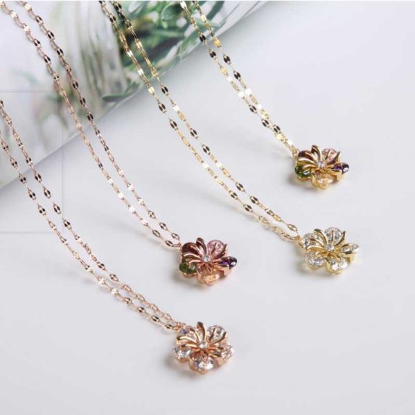 

chokers fashion zircon flower pendant choker necklaces for women dazzling clavicle collarbone chain korea style wedding party girls gift, Golden;silver