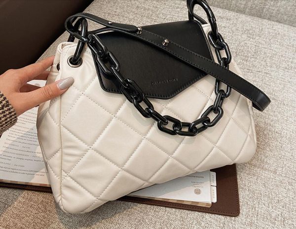 

hbp lattice large chain tote bag 2021 fashion new quality pu leather women's designer handbag high capacity shoulder messenger bag