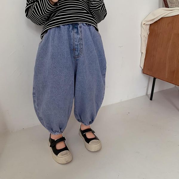 

2021 spring new arrival girls fashion denim pants kids lantern jeans, Blue