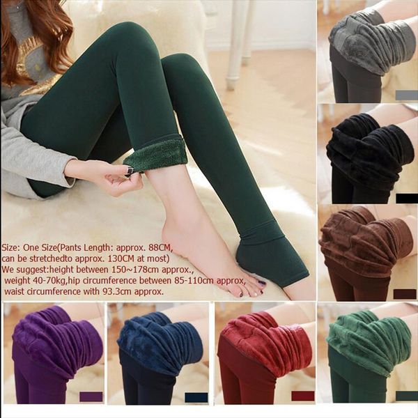 

2020 new winter warm women leggings thick warm fleece lined thermal stretchy slim skinny foot leggings, Black