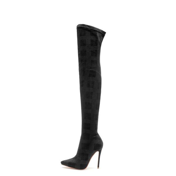 

plus size 33-46 over knee thigh high boots women autumn winter long boots shoes women platform velvet, Black