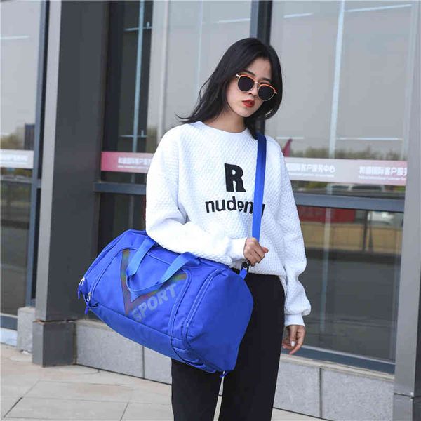 

bags travelling bag duffel large capacity v-type short distance portable travel bag multi single shoulder luggage dry wet separation double