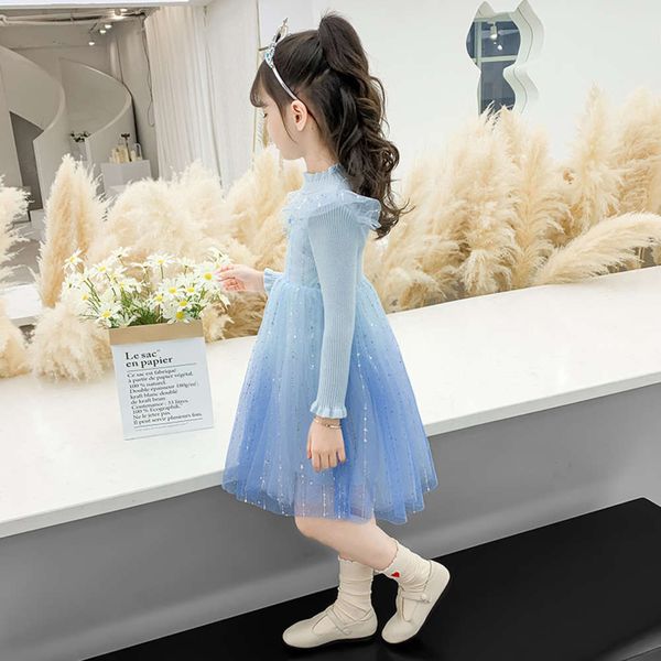 

sve skirt children's new spring long girls' autumn and winter knitted sweater gradient princs aisha drs fashioncyqb, Red;yellow