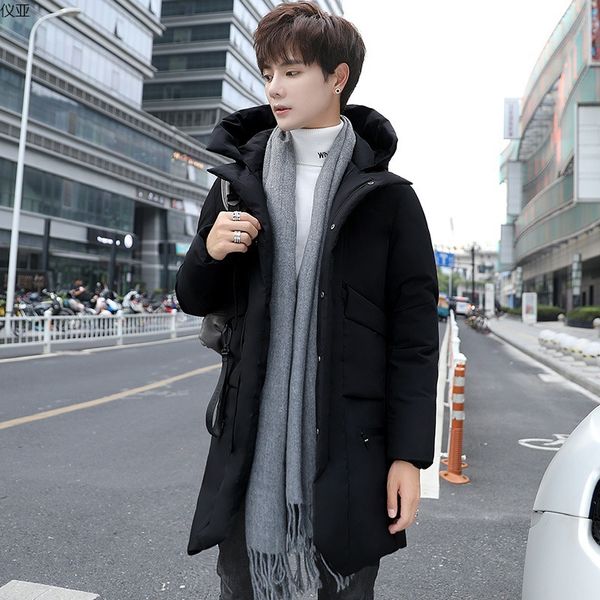 

thick hooded men's winter new korean down cotton padded jacket, Black