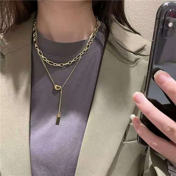 

korean gold color preserved beanstalk necklace short and versatile neck can be worn separately with clavicle chain autumn winter, Silver