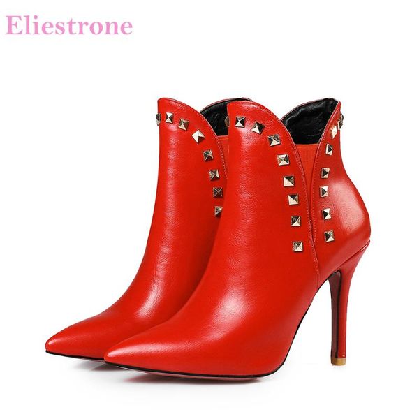 

boots brand wine red women riding ankle black high heel fashion rivets ladies shoes kb485 plus big size 11 43 47 12