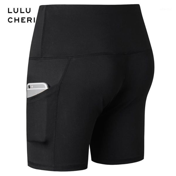 

yoga outfits summer high waist women biker shorts with pocket patched solid skinny cycling active wear workout slim fitness short1, White;red