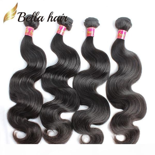

peruvian human virgin hair bundles body wave wavy hair extension full bundles 100% unprocessed human hair weft 8"-30" 4pcs bellaha, Black