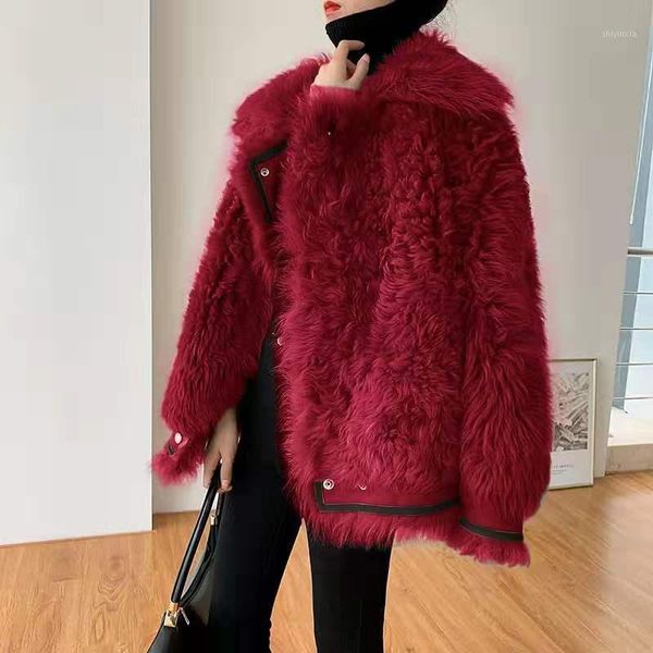 

bella philosophy women autumn winter faux fur jacket female lamb fur overcoat lady casual long sleeve warm coats green outwear1, Black