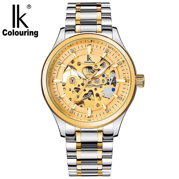 

ik men's steel skeleton stainless fashion mechanical colouring watches wristwatch automatic ltkrv, Slivery;brown