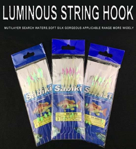 

5 шт. / установка высококачественная углеродистая сталь скурийные перья bass cod приманка морская рыбалка светящийся рыболовный крючок тройн