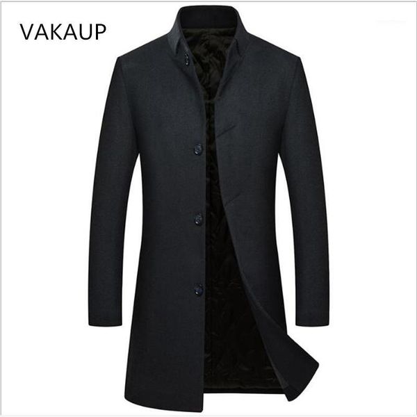 

2018 new winter woolen coat mens knitted wool windbreaker mens thickened woolen coat casual jaket men1, Black