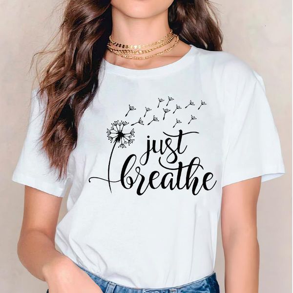 

women tee female dandelion letter plant printing 90s casual fashion print lady t-shirts womens graphic t shirt t-shirt, White