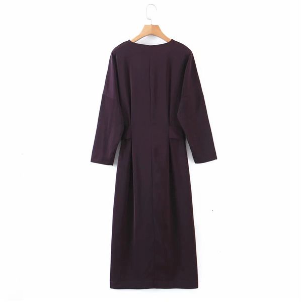 

new purple chiffon midi woman winter 2021 fashion belt v neck elegant long dress women chic vintage ladies dresses 70pj, Black;gray