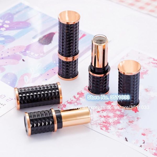 

12.1mm black rose gold plastic empty cosmetic lipstick tube, diy handmade beauty lip rouge refillable container, lip bottle1