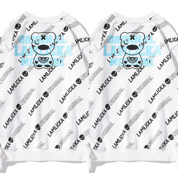 

осенью новый модный бренд свободный большой круглый шею свитер пуловер пуловер top моды молодежи хип-хоп негабаритный свитер хлопка ydj6h, Black