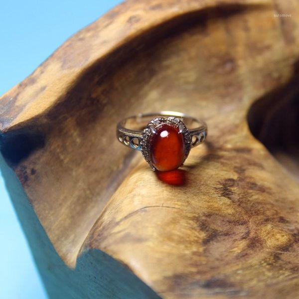 

[ factory direct sale] fashion jewelry classic garnet 925 silver inlay ring for women1, Golden;silver