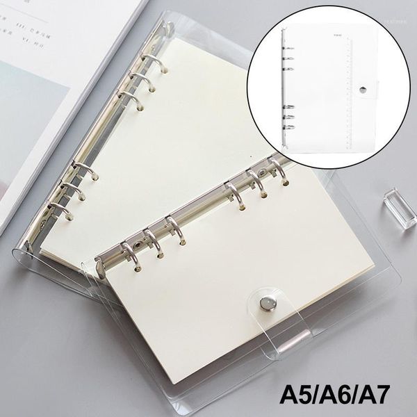 

ring binder notebook cover a5/a6/a7 notepad weekly planner protect school convenient transparent student waterproof supplies1, Purple;pink