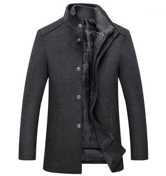 

warm wool coat men thick overcoats oat mens single breasted coats and jackets with adjustable vest men's coat1, Black