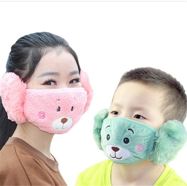 

cartoon face mask ear protector parent-child kids ear masks boy girl dustproof warm mouth-muffle earmuffs windproof ear warmer e92902
