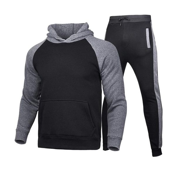 

men's tracksuits tracksuit joggers winter sport wear clothes outfits set sweatshirt+long sweatpants men clothing, Gray