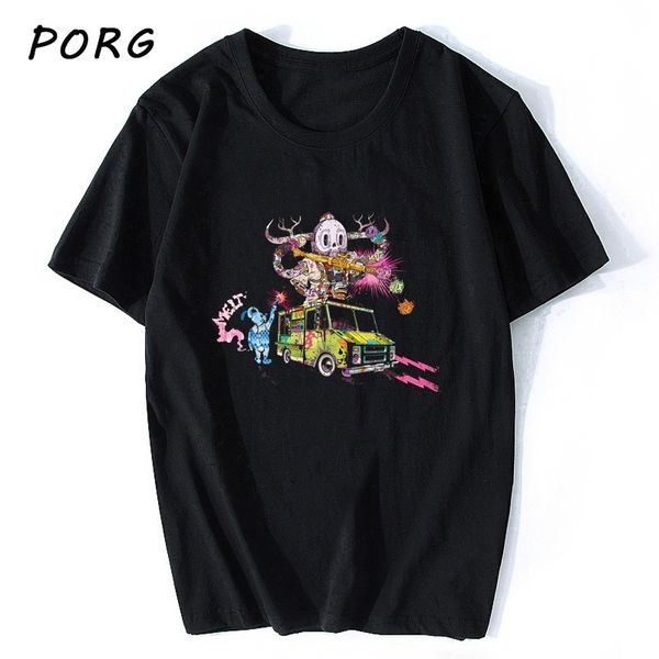 

pusher carcophagus fashion print hip hop couple casual round neck short sleeve sport hooded sweatshirt hoodie men t shirt