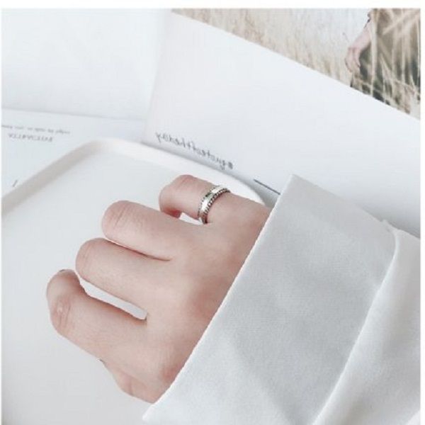 

s925 sterling silver hemp lace glossy ring korean fashion trend hip-hop retro female joint ring tail ring fashion jewelry