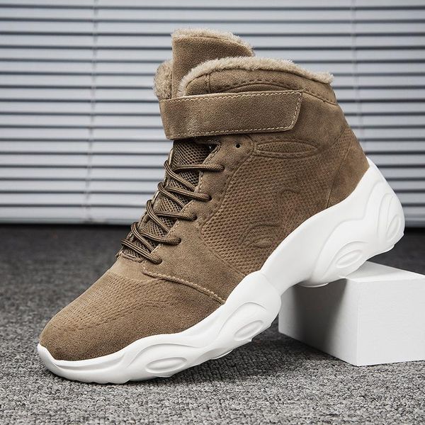 

qzhsmy boots for men 2020 new arrival warm winter snow boots hook&loop men shoes platforms casual shoes man non-slip basic, Black