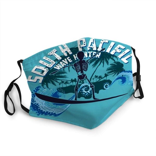 

adjustable warm face mask palm beach skeleton surfer art
