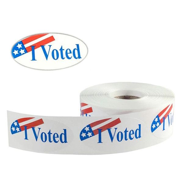 

200pcs/roll american flag i voted stickers 1inch voted labels oval shape student councils, school elections stationery sticker