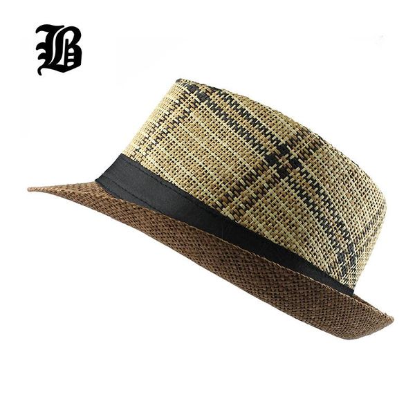 

stingy brim hats [flb] 2021 fashion summer beach hat large jazz sun casual panama straw women men cap with black f303, Blue;gray