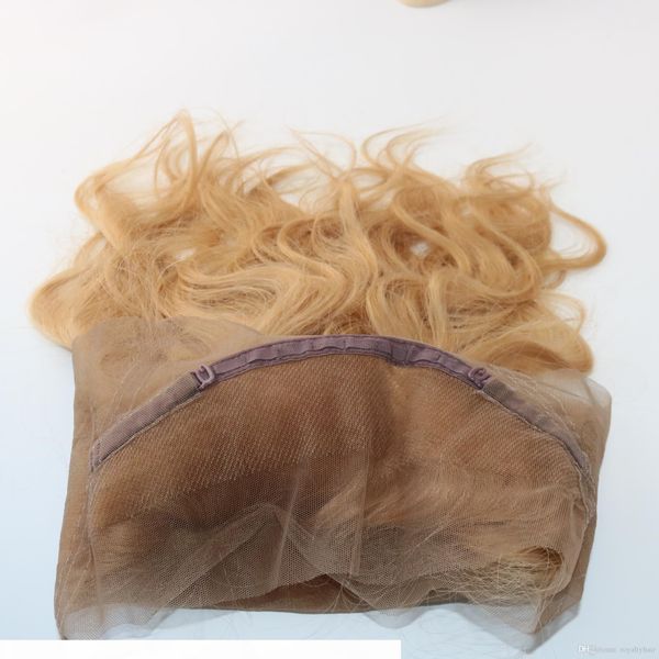 

pre plucked ombre 27# color 360 lace frontal closure body wave brazilian virgin hair 10-20 inch 360 lace frontal for woman, Black;brown