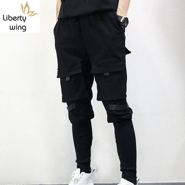 

new brand black dance hip hop fashion pencil us size s-xxl casual trousers male patchwork full length pants men1