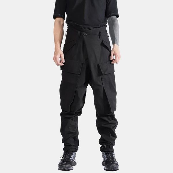 

new 2020 men women's clothing fashion catwalk multi layered three-dimensional pocket functional pants plus size singer costumes1, Black